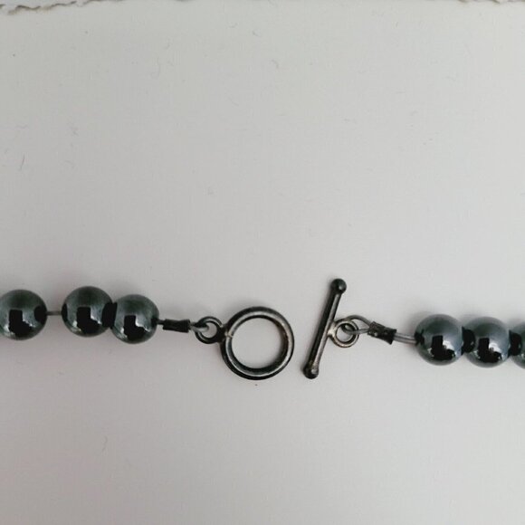 3 Piece Set Mosaic Magnetic 22" Necklace Bracelet Earrings Glass Toggle Beaded - Picture 9 of 9